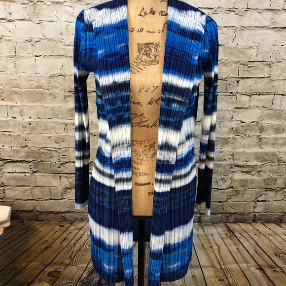 CHICO’S Ocean Stripes Ribbed Cardigan Sz S - Picture 12 of 13